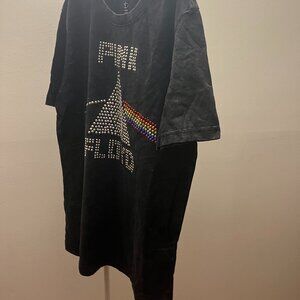 Pink Floyd Rhinestone Embellished Acid Wash Grunge T shirt Adult Size Small